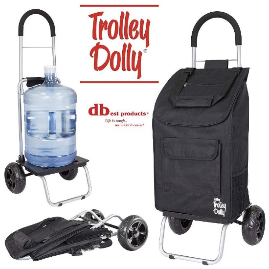DBest Products Trolley Dolly, Black Shopping Grocery Foldable Cart - $31.50 MSRP