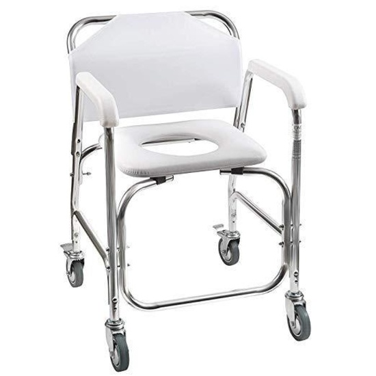 DMI Rolling Shower and Commode Transport Chair with Wheels and Padded Seat for Handicap,$98 MSRP