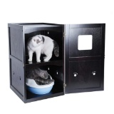 Petsfit Espresso Double-Decker Pet House Litter Box Enclosure Night Stand Painted ,$ 219 MSRP