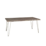 1)Wooden Dining Table-Top and (2)World Interiors ZWGAN6838WG Weathered Grey Acacia Wood Dining Table