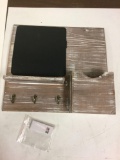 MYGIFT RUSTIC BARN GRAY WALL-MOUNTED LETTER HOLDER & KEY HOOKS WITH CHALKBOARD,$29 MSRP