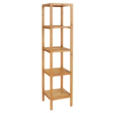 HOMFA Bamboo Bathroom Shelf 5-Tier Tower Free Standing Rack,$49 MSRP