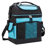 MIER 2 Compartment Cooler Bag Tote Large Insulated Lunch Bag , Blue - $27.99 MSRP