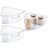 mDesign Kitchen Cabinet Plastic Lazy Susan Storage Organizer Bins with Front Handle - $34.99 MSRP