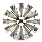 Rustic Metal Round Windmill Wall Clock