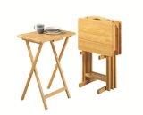 PJ Wood 5-piece Folding TV Tray & Snack Table - Natural, MSRP $72.00