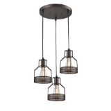 Axiland Truelite Industrial 3 Light Dining Room Pendant Rustic Oil Rubbed Bronze Wire $99.00 MSRP
