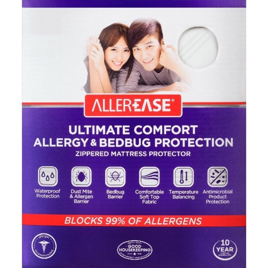 AllerEase Ultimate Comfort Allergy & Bedbug Protection Zippered Mattress Protector