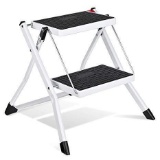Delxo 2 Step Stool Stepladders Lightweight White Folding Step Ladder - $36.99 MSRP