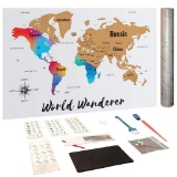 Scratch Off Map of The World Deluxe Edition XL Size 23.5