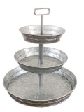 Brown Moo Decor 3 Tier Galvanized Metal Stand Twin Handle Farmhouse Style Serving Tray $48.90 MSRP
