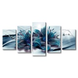 Turquoise Lily Flower Canvas Wall Art Modern Print Painting - $89.99 MSRP