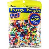 Darice Pony Beads Multi Color 9mm 1000 Pcs in Bag $5.93 MSRP