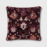 Woven Floral Square Throw Pillow Berry - $7.96 MSRP