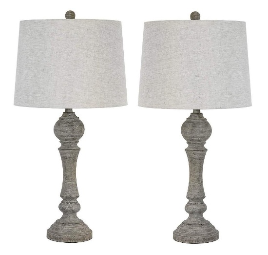 Grandview Gallery 32" Reclaimed Grey Table Lamps w/Linen Lamp Shades, 2 Set PT90907 $139.99 MSRP