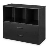 Mainstays 2-Drawer Dresser with 3 Open Cube Storage, True Black Oak - $69.00 MSRP