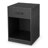 Mainstays 1-Drawer Night Stand with Cube Storage, True Black Oak Finish - $34.88 MSRP