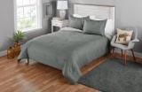 Mainstays Seersucker King Solid Reversible Mini Comforter Set, 3 Piece,Grey/Silver - $28.47 MSRP