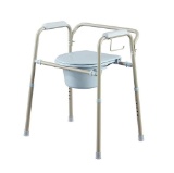 Medline Steel 3-in-1 Bedside Commode, Portable Toilet, Light Grey with Blue Accent - $50.63 MSRP