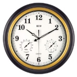 BEW Large Outdoor Clocks, 18 Inch Thermometer & Hygrometer Combo (Metal, Black-Gold) $53.99 MSRP