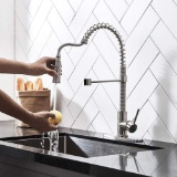 KINGO HOME Pull Down Sprayer Brushed Nickel Kitchen Sink Faucet With Deck Plate - $73.99 MSRP