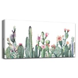 Canvas Art Simple Life Green Cactus Desert Plant Painting Wall Art Decor