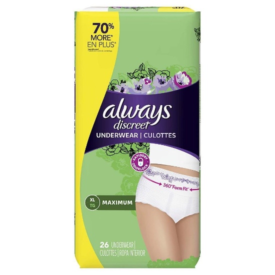 Discreet, Incontinence Underwear, Maximum Classic Cut, Extra-Large, 26 Count