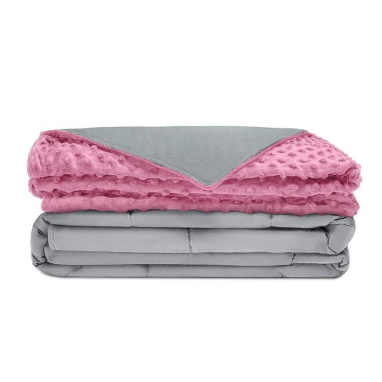 Quility Premium Adult Weighted Blanket & Removable Cover 60"x80" 25 lbs,Grey/Pink - $129.70 MSRP