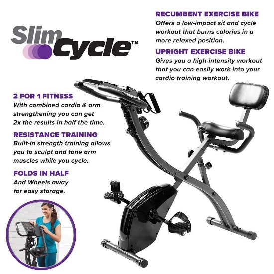 BulbHead As Seen On TV Slim Cycle 2-in-1 Stationary Bike - Folding Indoor Exercise Bike $199.88 MSRP