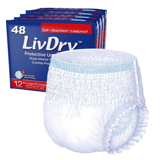 LivDry Adult XXL Incontinence Underwear,Extra Comfort Absorbency,Leak Protection 48-Pack $62.99 MSRP