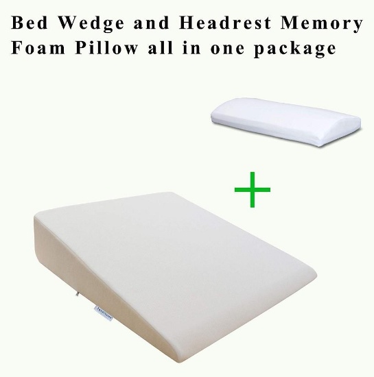 InteVision Extra Large Foam Bed Wedge Pillow (33" x 30.5" x 7.5") & Headrest Pillow $68.95 MSRP