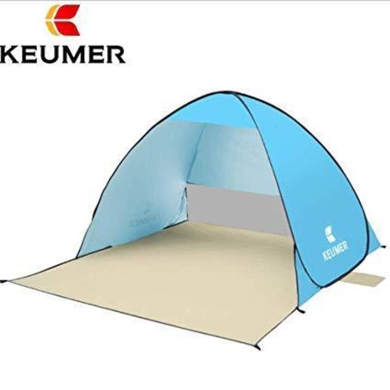 KEUMER Beach Tent Beach Umbrella Outdoor Sun Shelter Cabana Automatic Pop Up - $22.57 MSRP