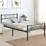 Vecelo Metal Platform Bed Frame Mattress Foundation with Headboard & Footboard, Black - $69.99 MSRP