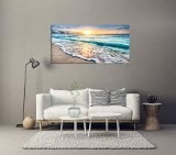 Baisuart S02262 Canvas Prints Wall Art Beach Sunset Ocean Waves Nature Pictures - $68.17 MSRP