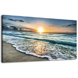 Sunset Beach Print Wall Art Canvas Painting