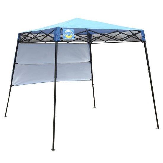 Crown Shades 8ft. x 8ft. Slant Leg Instant Canopy with Wall Panel and Backpack, Blue $79.99 MSRP