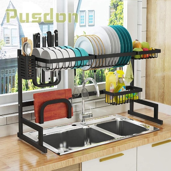 Pusdon Over Sink(32?) Dish Drying Rack, Black - $109.99 MSRP