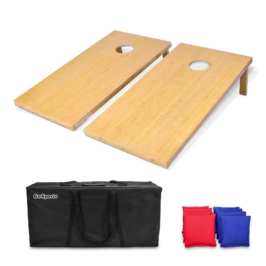 GoSports Bamboo Cornhole Toss Game Set with 8 Bean Bags & Carrying Case (4' x 2') - $129.99 MSRP