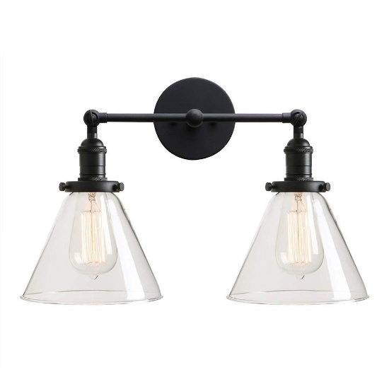 Permo Double Sconce Vintage Industrial Antique 2-Lights Wall Sconces, Y121-H (Black) $99.99 MSRP