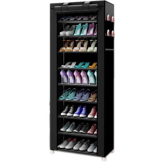 TXT&BAZ 27-Pairs Portable Shoe Rack with Nonwoven Fabric Cover (10-Tiers Black) $28.80 MSRP