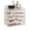 Beautify Acrylic Cosmetic Organiser Case Table Storage Stand with Champagne Frame for Makeup