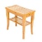 Bamboo Shower Bench Waterproof Shower Chair with Storage Shelf Wood Spa Bath Organizer Seat Stool
