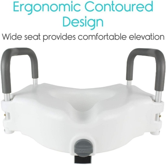 Vive Raised Toilet Seat - 5" Portable, Elevated Riser with Padded Handles - $74.99 MSRP