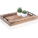 HB Design Co.Ottoman Tray with Handles -Coffee Table Tray-Rustic Tray ,Wooden Trays for Coffee Table