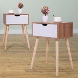 Jaxpety Bedside Table Solid Wood Legs Nightstand