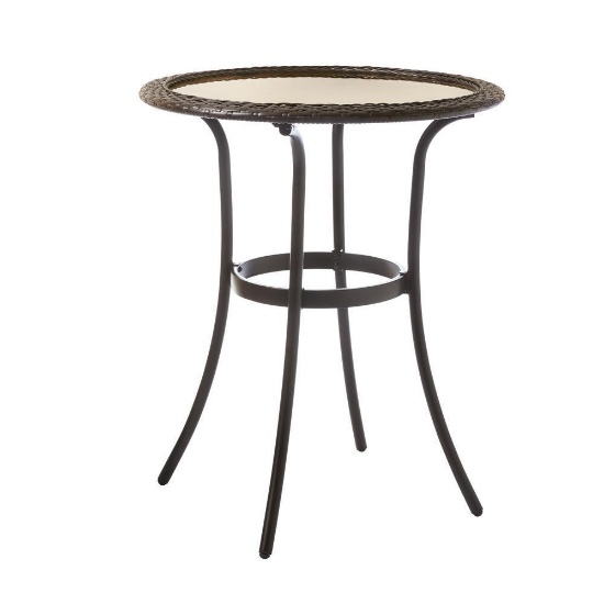 Hampton Bay 28 in Woven/Glass Balcony Height Bistro Table