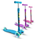 Outon Kick Scooter for Kids 3 Wheel Lean to Steer PU ABEC-7 Flasing Wheels Pink $72.35