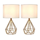 SOTTAE Golden Hollowed Out Base Modern Lamp Bedroom Livingroom Beside Table Lamp - $67.99 MSRP
