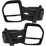 Telescoping and Folding Side Turn Signal Light Black Housing Spotter Glasses Towing Mirrors