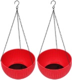 Homes Garden 10.5 in. Dia Plastic Rattan Hanging Planter Red (2-Pack) G726A00 - $27.99 MSRP